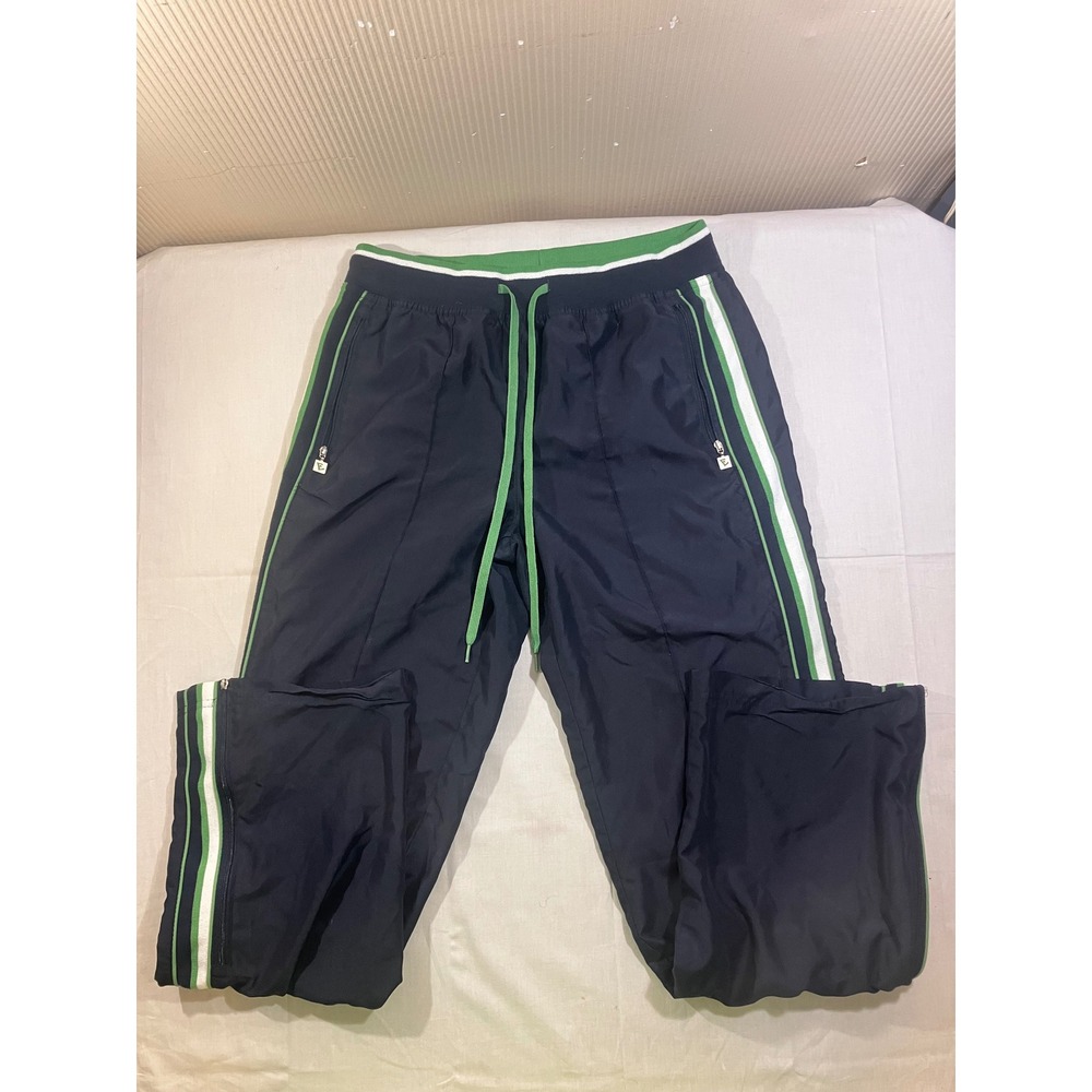 Everlast Mens Navy Blue Green Striped Track Pants Small FW4475AH1172 Ankle Zip‎